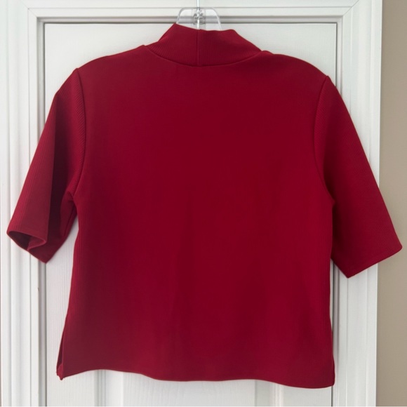 Shein Ribbed Mock Turtleneck Top Size S Deep Red - Picture 2 of 6